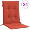 vidaXL stolehynder med lav ryg 4 stk. 100x50x4 cm stof red