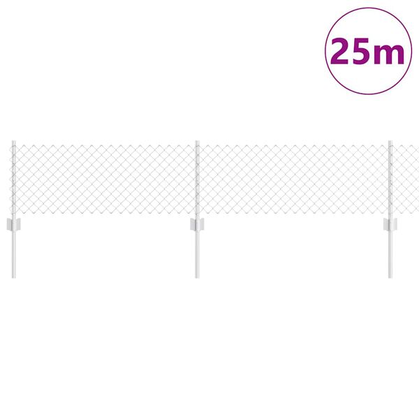 vidaXL Hegn med post S&oslash;lv 0,4 x 25 m St&aring;l
