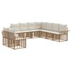 vidaXL Udend&oslash;rs sofagruppe 9 stk. Naturlig og Creme Hvid Polyester