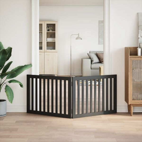 vidaXL hundel&aring;ge 2 paneler 150 cm foldbar poppeltr&aelig; sort