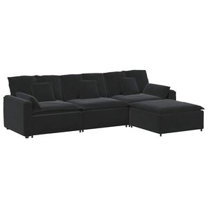 vidaXL modulsofa med fodskammel og hynder sort