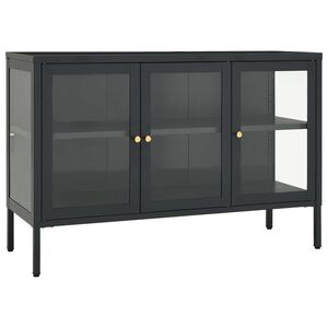 vidaXL sk&aelig;nk 105x35x70 cm st&aring;l og glas antracitgr&aring;