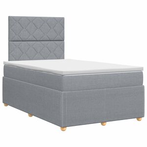 vidaXL Boxmadras med topmadras Lysegr&aring; 120 x 190 cm Stof