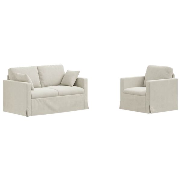 vidaXL Sofa 2 pcs Creme