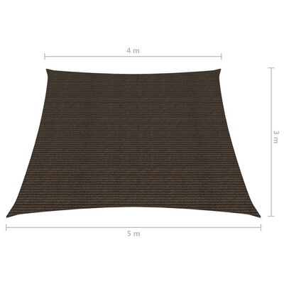 vidaXL solsejl 4/5x3 m 160 g/m² HDPE brun