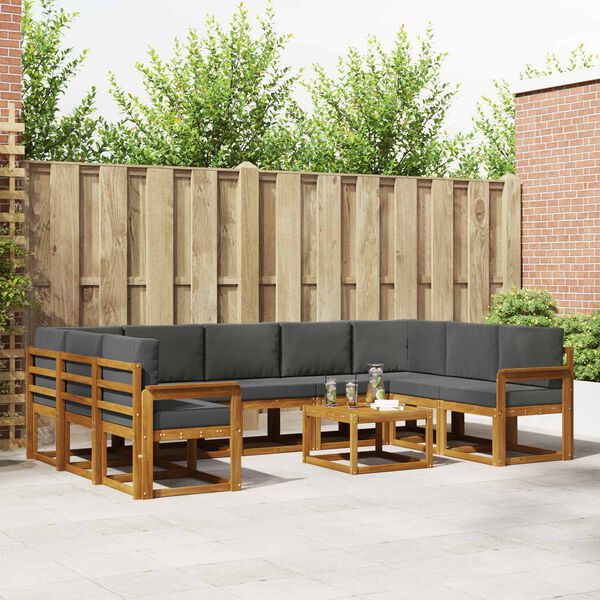 vidaXL Udend&oslash;rs sofagruppe med pude 10 pcs Naturlig og Antracit