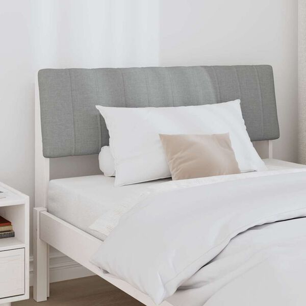 vidaXL Polstret sengegavl Lysegr&aring; 100 cm Massiv fyrretr&aelig;