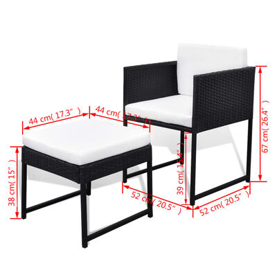 vidaXL udendørs spisebordssæt 11 dele med hynder polyrattan sort