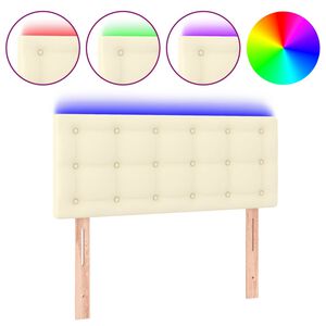 vidaXL sengegavl med LED-lys 90x5x78/88 cm kunstl&aelig;der cremefarvet