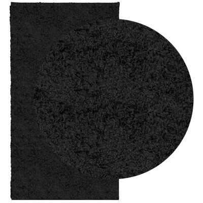 vidaXL shaggy gulvtæppe PAMPLONA 60x160 cm høj luv sort