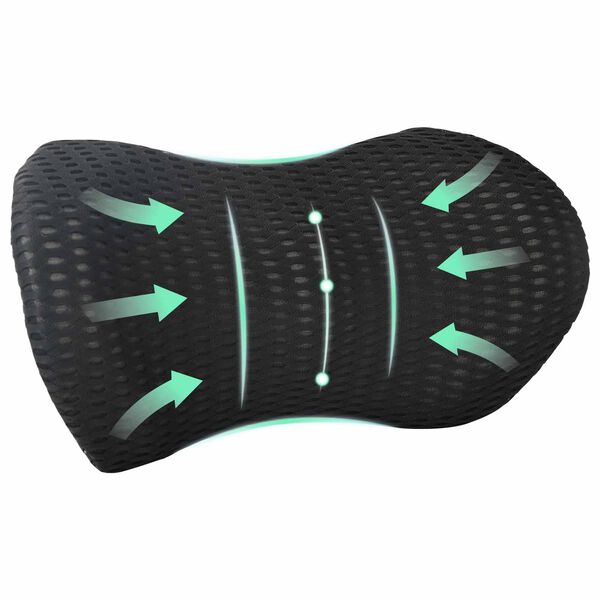 vidaXL Hovedpude med pude Sort 47 x 24 x 13 cm 4D Mesh