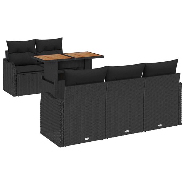 vidaXL Havesofa S&aelig;t med opbevaring 6 pcs Sort Poly rattan