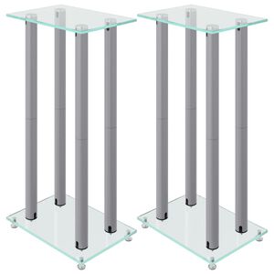 vidaXL h&oslash;jtalerstativer 2 stk. 4 s&oslash;jler h&aelig;rdet glas s&oslash;lvfarvet