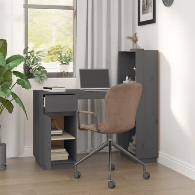 vidaXL skrivebord 110x53x117 cm massivt fyrretræ grå