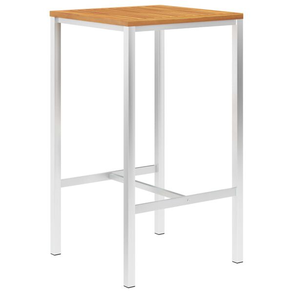 vidaXL bars&aelig;t 3 dele massivt teaktr&aelig; og rustfrit st&aring;l