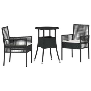 vidaXL Have Spisebordss&aelig;t 3 pcs Sort polyrattan