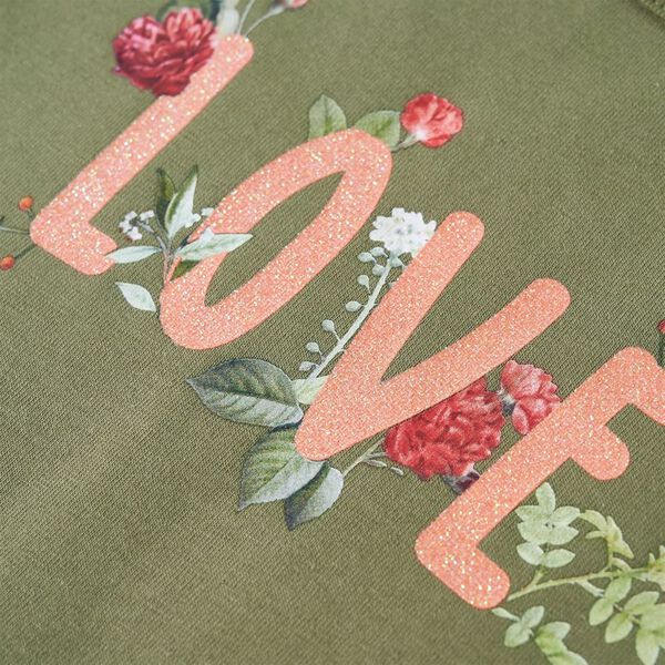 Langærmet T-shirt til børn str. 140 kakifarvet