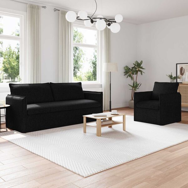 vidaXL Sofa S&aelig;t 2 pcs Sort 196 x 82 x 85 cm Stof