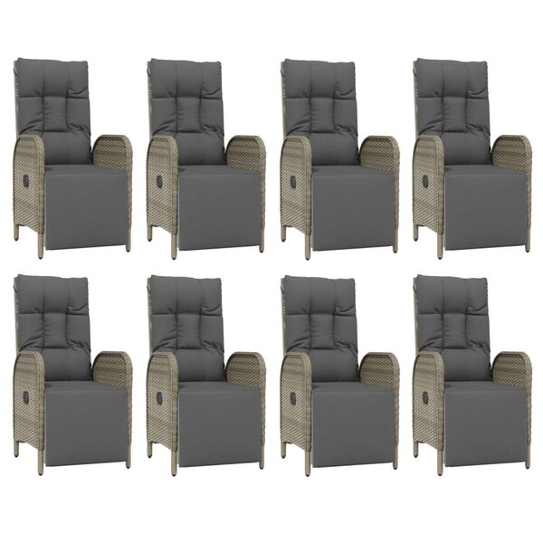 vidaXL spisebordss&aelig;t til haven 9 dele med hynder polyrattan gr&aring;