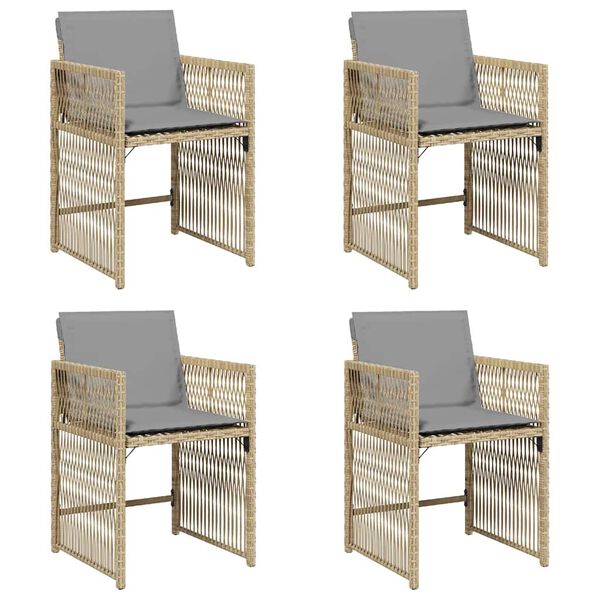 vidaXL havestole 4 stk. med hynder polyrattan blandet beige