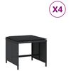 vidaXL haveskammel med hynder 4 stk. 40x40x35 cm polyrattan sort