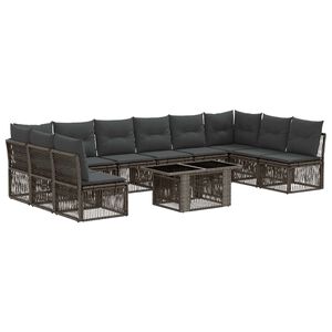 vidaXL Havesofa S&aelig;t 11 stk. Gr&aring; polyrattan