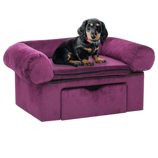 vidaXL hundesofa med skuffe 75x50x38 cm plys bordeauxfarvet