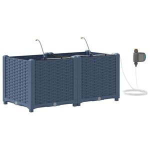 vidaXL Have Blomsterkrukke 2 pcs Gr&aring; 80 x 40 x 37,5 cm Plastik