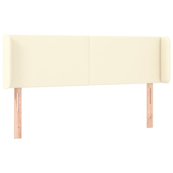 vidaXL sengegavl med LED-lys 147x16x78/88 cm kunstl&aelig;der cremefarvet