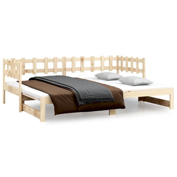 vidaXL daybed med udtr&aelig;k 2x(80x200) cm massivt fyrretr&aelig;