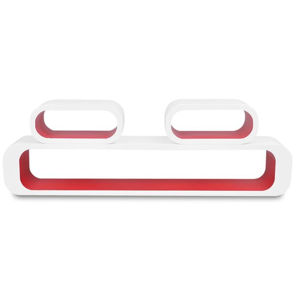 vidaXL v&aelig;ghylder 3 stk. MDF hvid og r&oslash;d