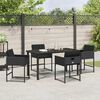 vidaXL Have Spisebordss&aelig;t med pude 5 pcs Sort polyrattan