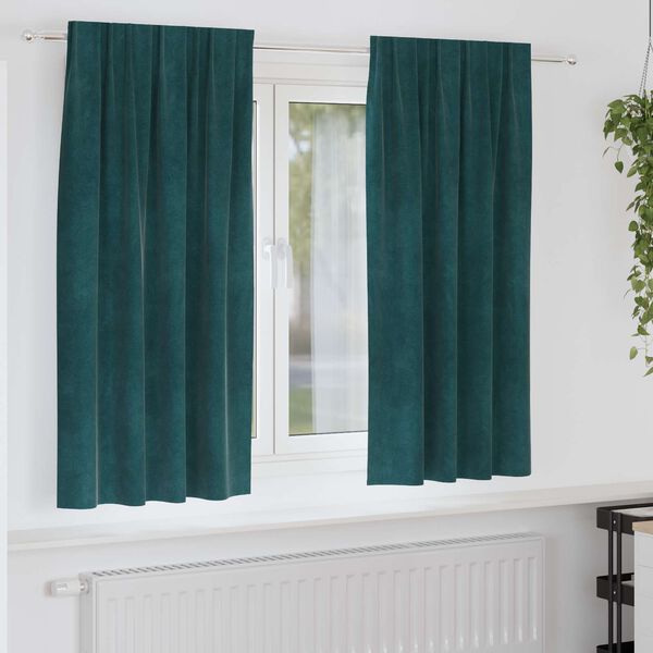 vidaXL M&oslash;rkl&aelig;gningsgardiner 2 pcs M&oslash;rkegr&oslash;n 140 x 175 cm Fl&oslash;jl