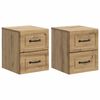 vidaXL V&aelig;gh&aelig;ngt Natbord med skuffe 2 pcs Artisan-eg 34,5 x 33 x 40 cm