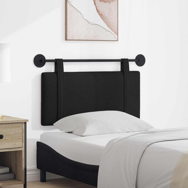 vidaXL H&aelig;ngende Hovedgavl V&aelig;gmonteret Sort 90 x 55 x 5 cm Stof