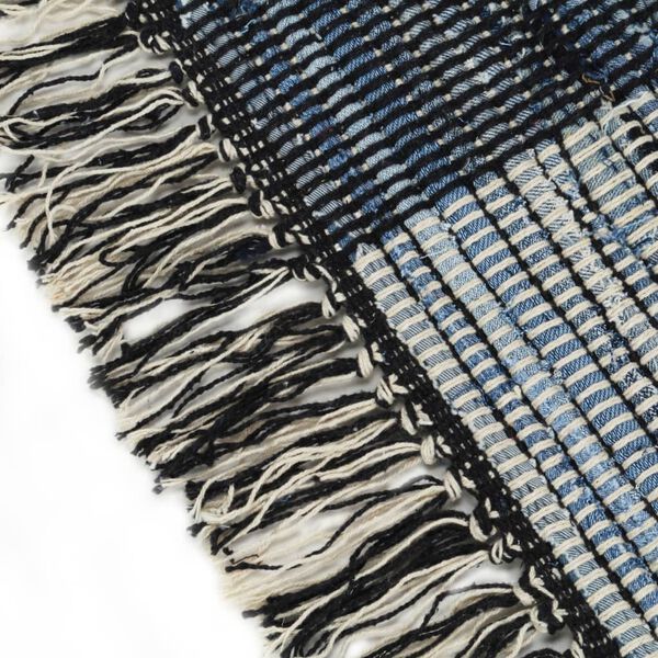 vidaXL håndvævet chindi-tæppe denim 120 x 170 cm blå