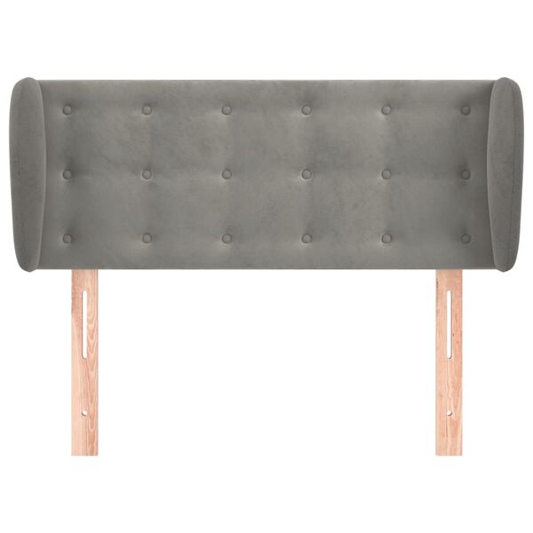 vidaXL sengegavl med kanter 83x23x78/88 cm fløjl lysegrå