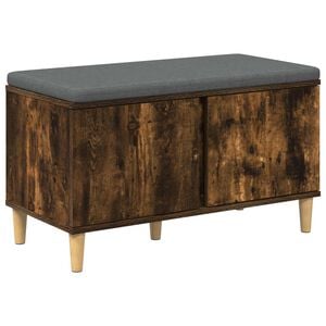 vidaXL Hallb&aelig;nk med pude R&oslash;get Eg 80 x 38 x 46 cm Kunstigt tr&aelig; og stof