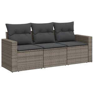 vidaXL havesofas&aelig;t 3 dele med hynder polyrattan gr&aring;