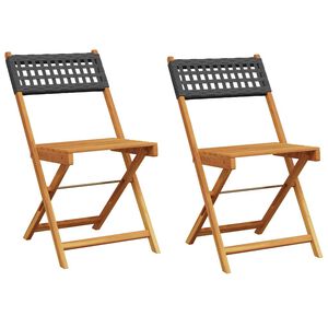 vidaXL Klapstole 2 stk. sort massivt tr&aelig; akacie og polyrattan