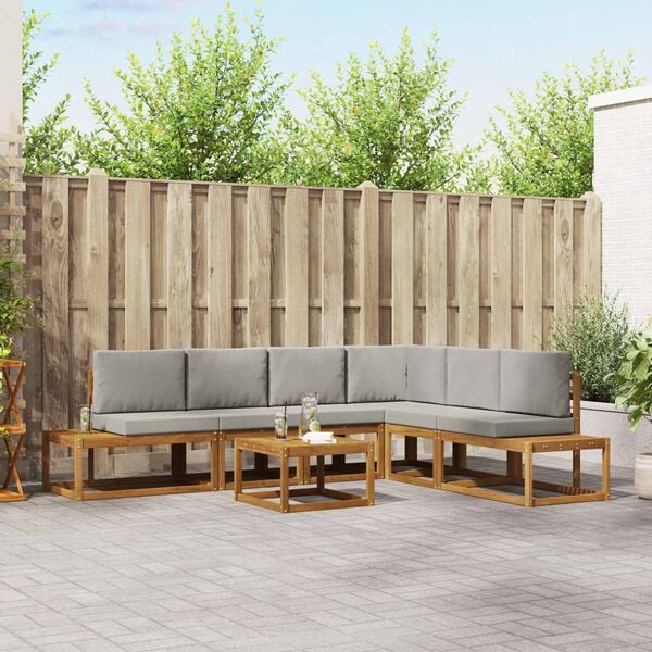 vidaXL Udend&oslash;rs sofagruppe med pude 7 Stk Naturlig og Lys Gr&aring;