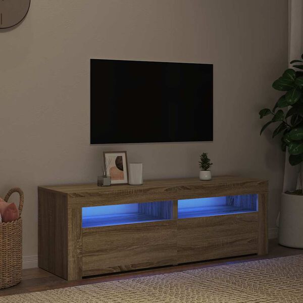 vidaXL tv-bord med LED-lys 120x35x40 cm sonoma-eg