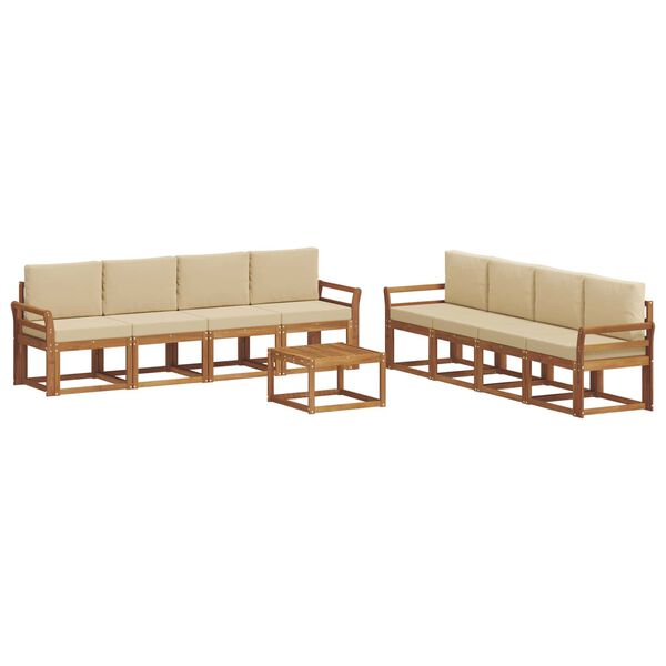 vidaXL Udend&oslash;rs sofagruppe 9 pcs Naturlig og Beige Massivt Akacietr&aelig;