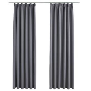 vidaXL m&oslash;rkl&aelig;gningsgardiner med kroge 2 stk. 140 x 175 cm gr&aring;
