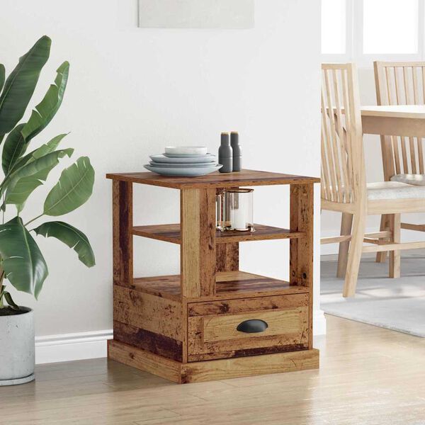 vidaXL Natskab med skuffe Gammelt tr&aelig; 50 x 50 x 60 cm Konstrueret tr&aelig;