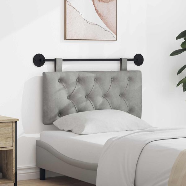 vidaXL H&aelig;ngende Hovedgavl V&aelig;gmonteret Lysegr&aring; 100 x 55 x 7 cm Fl&oslash;jl