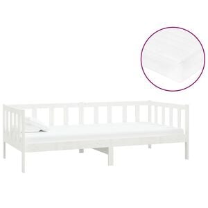 vidaXL daybed med madras 90x200 cm massivt fyrretræ hvid