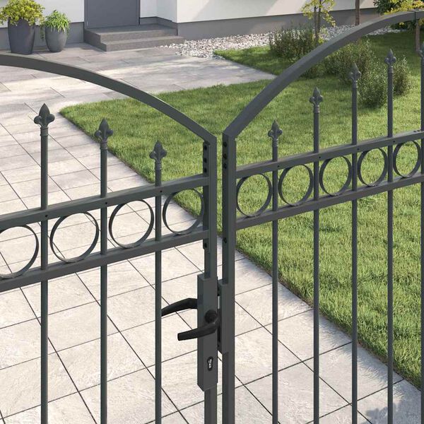 vidaXL Hegnsporten med lås Grå 300 x 175 cm Stål