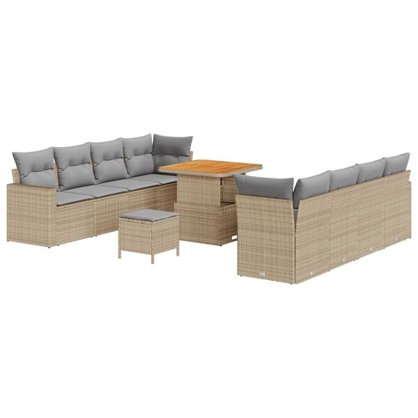 vidaXL Havesofa Sæt 11 pcs Beige polyrattan