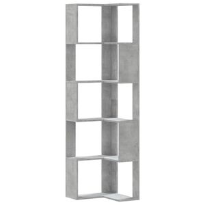 vidaXL bogreol til hj&oslash;rne 50x50x179cm 5hylder konstrueret tr&aelig; betongr&aring;